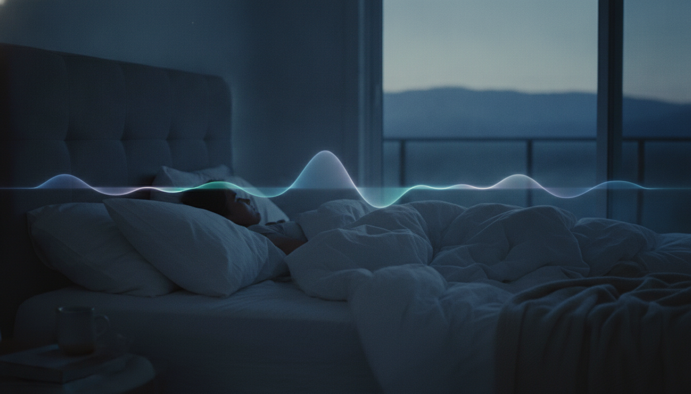 An unmade bed at dawn with soft early light
