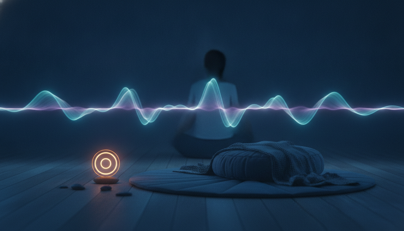 A cozy floor meditation setup with a mat and cushion